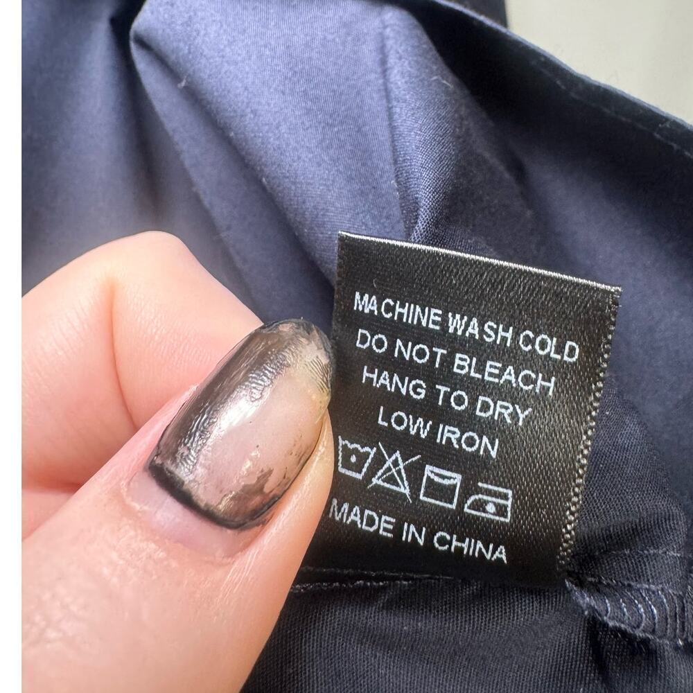 Tuckernuck New Briana Dress Midi Button Down Long Sleeves Dark Navy Size Large - Picture 13 of 15